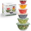 COOK WITH COLOR 12 Pc Glass Mixing Bowl Set with Lids – Borosilicate Glass Nesting Bowls for Cooking, Baking and Meal Prep, Colored Green(Multicolor)