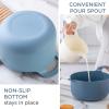 COOK WITH COLOR Nesting Plastic Mixing Bowl Set with Pour Spouts and Handles, Mint, Black and White, 4 Piece(Blue)