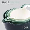 COOK WITH COLOR Nesting Plastic Mixing Bowl Set with Pour Spouts and Handles, Mint, Black and White, 4 Piece(Green)