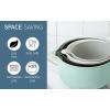 COOK WITH COLOR Nesting Plastic Mixing Bowl Set with Pour Spouts and Handles, Mint, Black and White, 4 Piece(Mint)