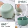 COOK WITH COLOR Nesting Plastic Mixing Bowl Set with Pour Spouts and Handles, Mint, Black and White, 4 Piece(Sage)