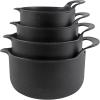 COOK WITH COLOR Nesting Plastic Mixing Bowl Set with Pour Spouts and Handles, Mint, Black and White, 4 Piece(Black Speckled)
