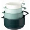 COOK WITH COLOR Nesting Plastic Mixing Bowl Set with Pour Spouts and Handles, Mint, Black and White, 4 Piece(Green)