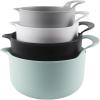 COOK WITH COLOR Nesting Plastic Mixing Bowl Set with Pour Spouts and Handles, Mint, Black and White, 4 Piece(Mint)