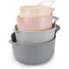 COOK WITH COLOR Nesting Plastic Mixing Bowl Set with Pour Spouts and Handles, Mint, Black and White, 4 Piece(Pink)