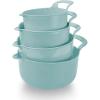 COOK WITH COLOR Nesting Plastic Mixing Bowl Set with Pour Spouts and Handles, Mint, Black and White, 4 Piece(Speckled Mint)