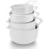 COOK WITH COLOR Nesting Plastic Mixing Bowl Set with Pour Spouts and Handles, Mint, Black and White, 4 Piece(Speckled White)
