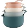 COOK WITH COLOR Nesting Plastic Mixing Bowl Set with Pour Spouts and Handles, Mint, Black and White, 4 Piece(Teal and Pink)