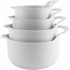 COOK WITH COLOR Nesting Plastic Mixing Bowl Set with Pour Spouts and Handles, Mint, Black and White, 4 Piece(White)