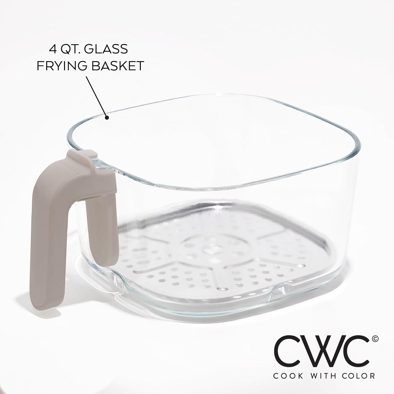 imageCOOK WITH COLOR Colorful 1200W 4Qt Air Fryer Glass Basket Dishwasher Safe 60min Timer 6 Presets Temp Control 175F400F 4 QT BlackGoatMink