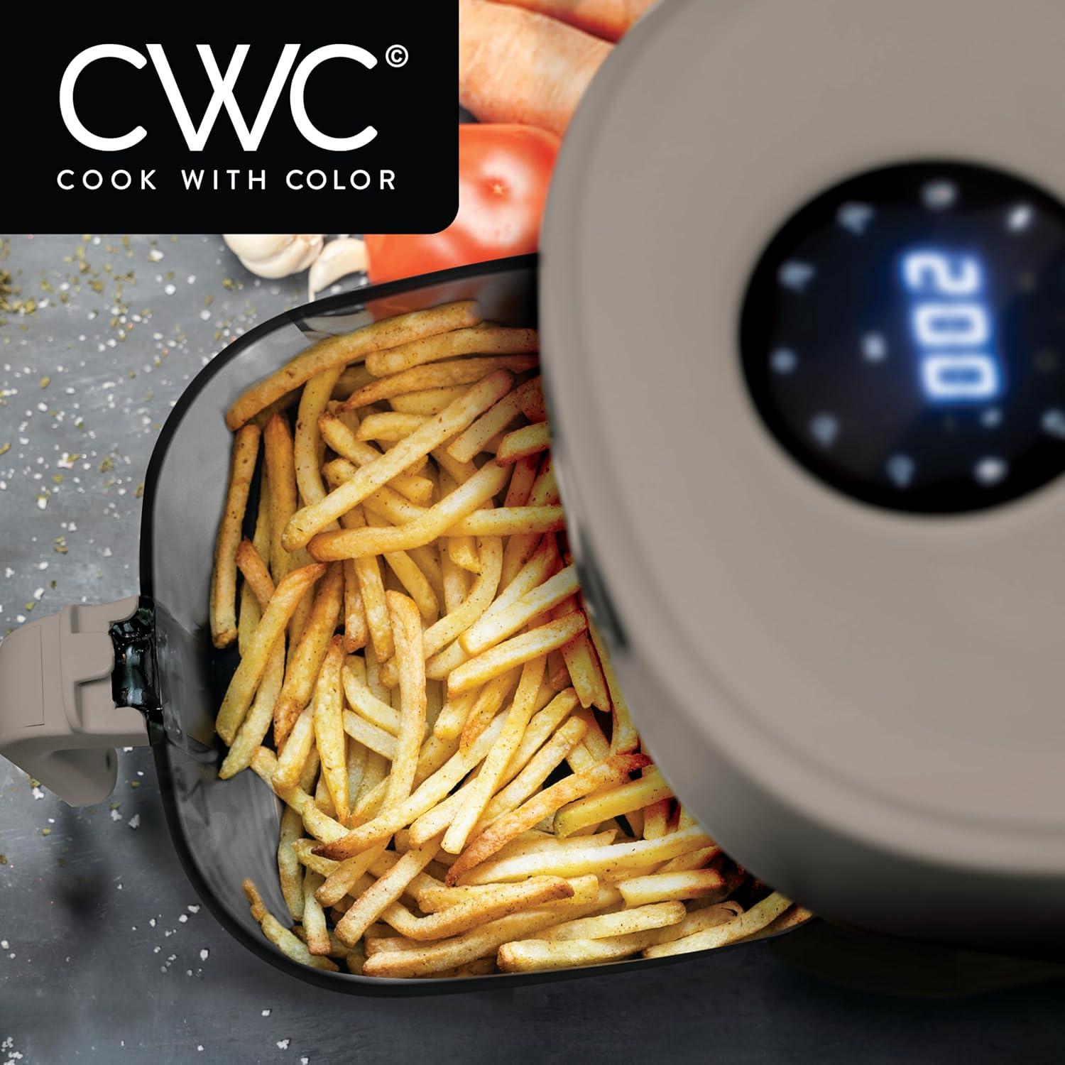 imageCOOK WITH COLOR Colorful 1200W 4Qt Air Fryer Glass Basket Dishwasher Safe 60min Timer 6 Presets Temp Control 175F400F 4 QT BlackGoatMink