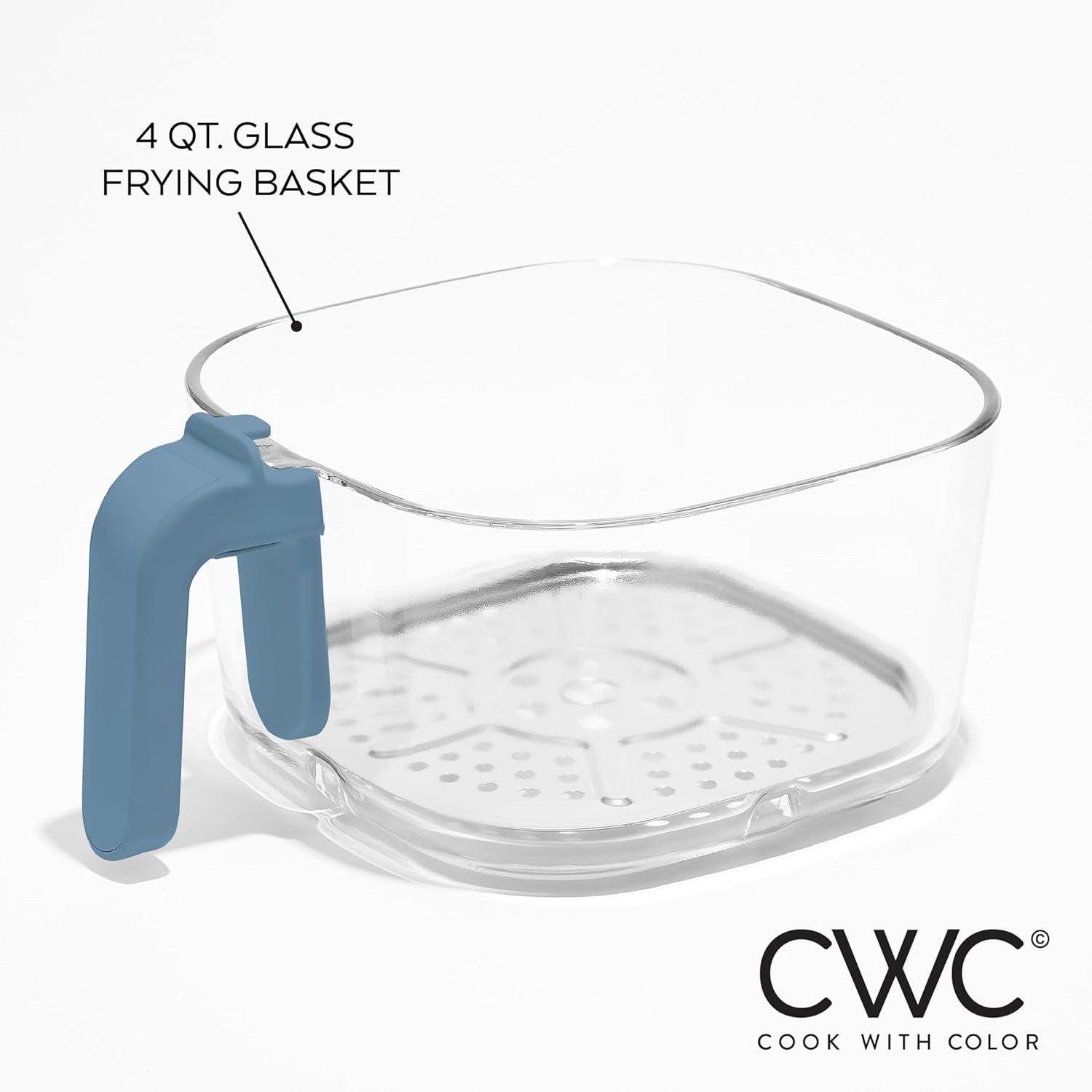 imageCOOK WITH COLOR Colorful 1200W 4Qt Air Fryer Glass Basket Dishwasher Safe 60min Timer 6 Presets Temp Control 175F400F 4 QT BlackNavy