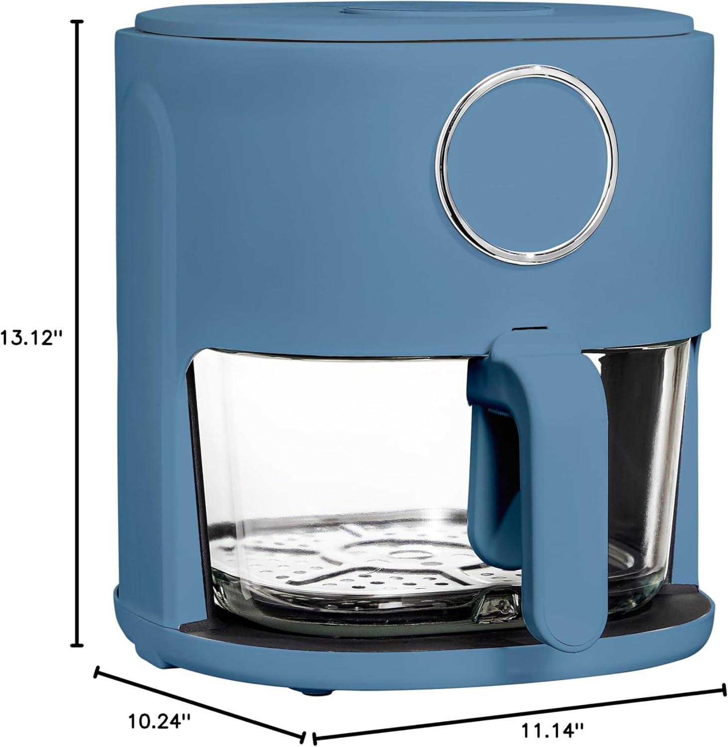 imageCOOK WITH COLOR Colorful 1200W 4Qt Air Fryer Glass Basket Dishwasher Safe 60min Timer 6 Presets Temp Control 175F400F 4 QT BlackNavy