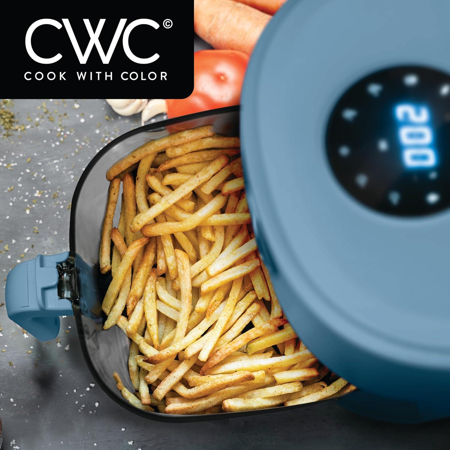 imageCOOK WITH COLOR Colorful 1200W 4Qt Air Fryer Glass Basket Dishwasher Safe 60min Timer 6 Presets Temp Control 175F400F 4 QT BlackNavy