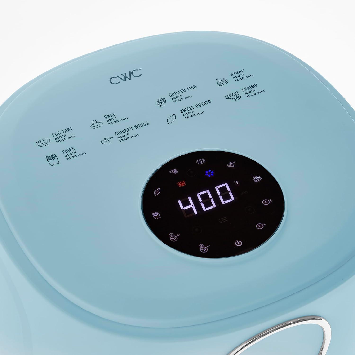 imageCOOK WITH COLOR Colorful 1200W 4Qt Air Fryer Glass Basket Dishwasher Safe 60min Timer 6 Presets Temp Control 175F400F 4 QT BlackSlate Blue