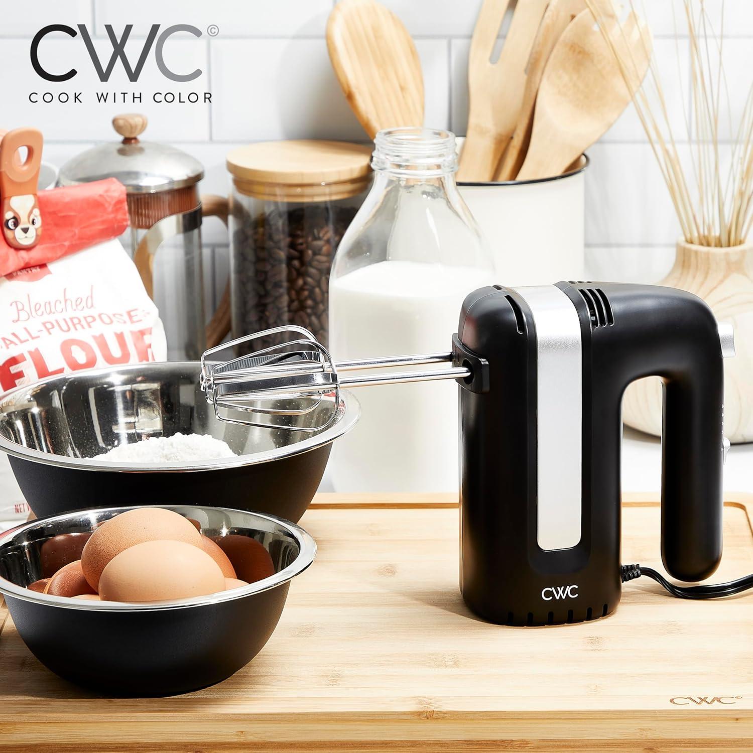 imageCOOK WITH COLOR Handheld Mixers Whip up Deliciousness Beaters ampamp Whisk Attachments Lightweight ampamp Labeled 150w 5 Speed CremeBlack