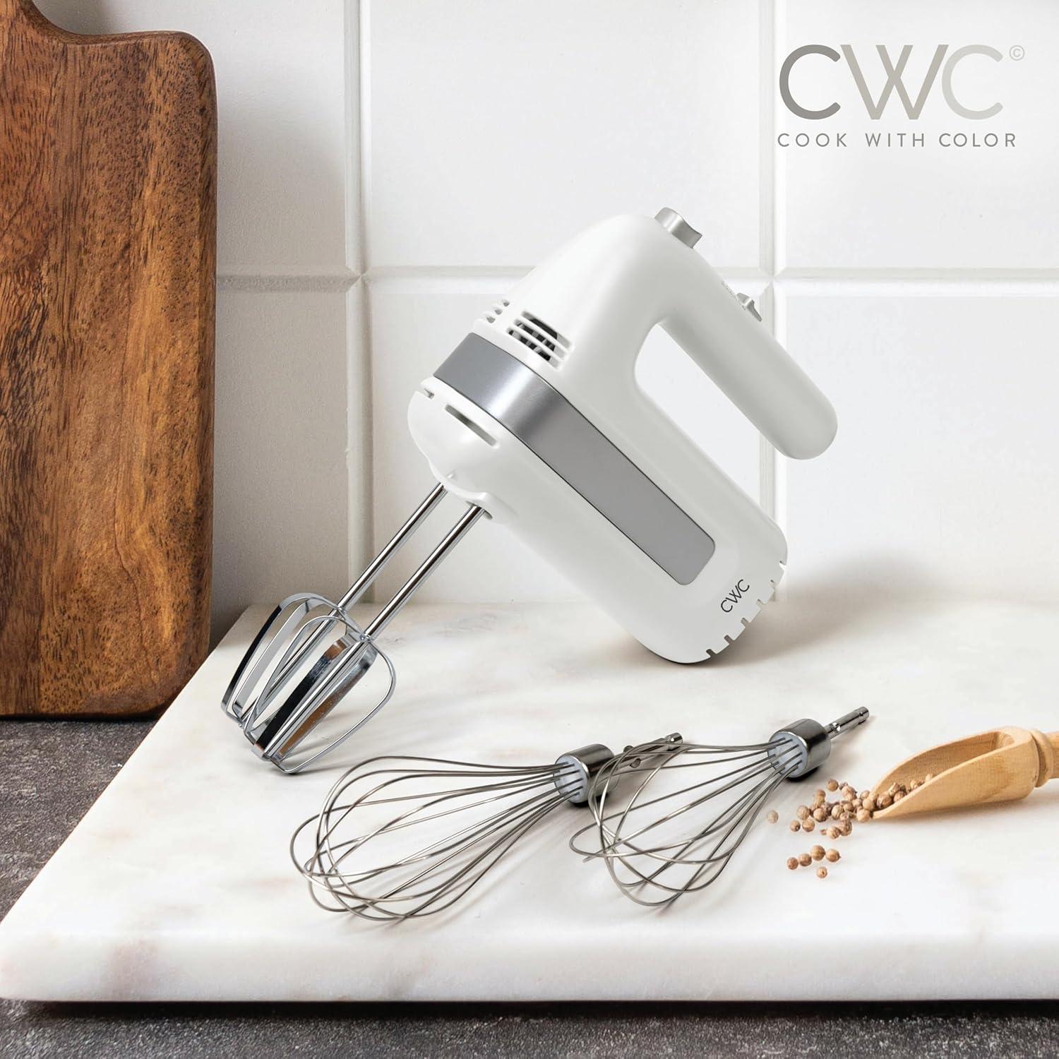 imageCOOK WITH COLOR Handheld Mixers Whip up Deliciousness Beaters ampamp Whisk Attachments Lightweight ampamp Labeled 150w 5 Speed CremeCreme