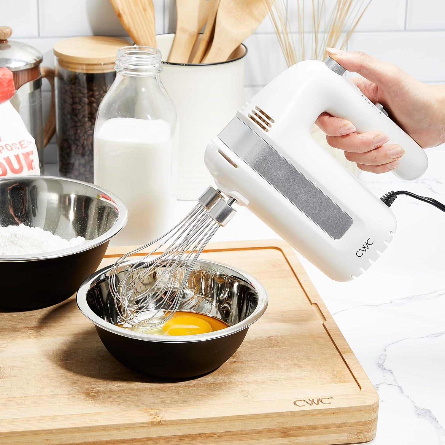 imageCOOK WITH COLOR Handheld Mixers Whip up Deliciousness Beaters ampamp Whisk Attachments Lightweight ampamp Labeled 150w 5 Speed CremeCreme