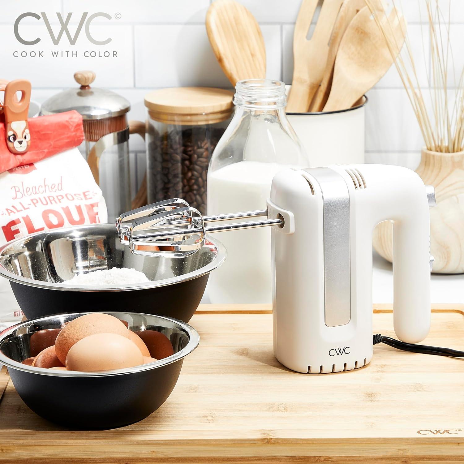 imageCOOK WITH COLOR Handheld Mixers Whip up Deliciousness Beaters ampamp Whisk Attachments Lightweight ampamp Labeled 150w 5 Speed CremeCreme