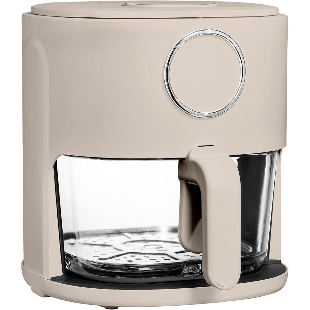 imageCOOK WITH COLOR Colorful 1200W 4Qt Air Fryer Glass Basket Dishwasher Safe 60min Timer 6 Presets Temp Control 175F400F 4 QT BlackGreige