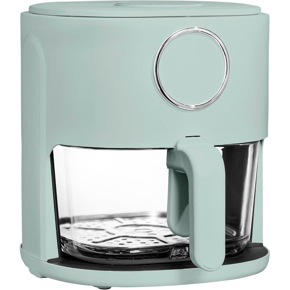 imageCOOK WITH COLOR Colorful 1200W 4Qt Air Fryer Glass Basket Dishwasher Safe 60min Timer 6 Presets Temp Control 175F400F 4 QT BlackSage