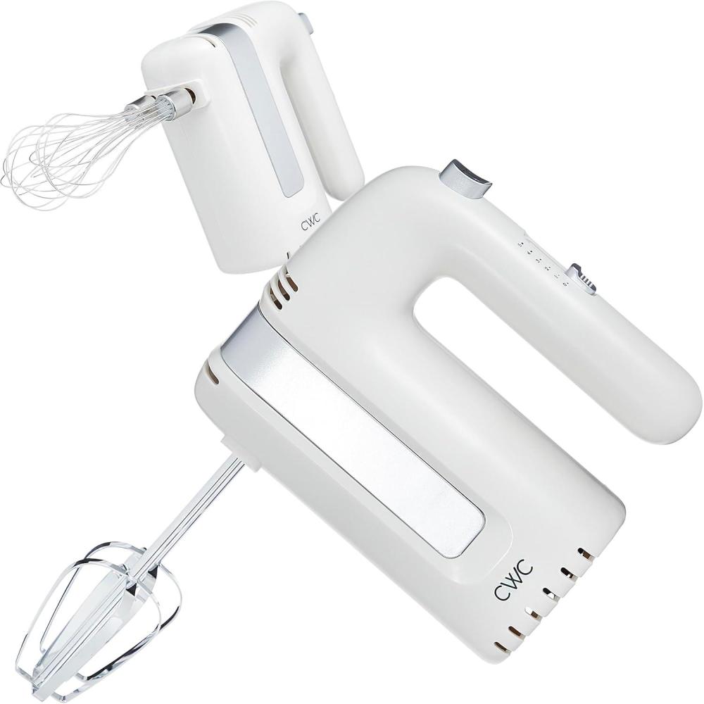 imageCOOK WITH COLOR Handheld Mixers Whip up Deliciousness Beaters ampamp Whisk Attachments Lightweight ampamp Labeled 150w 5 Speed CremeCreme