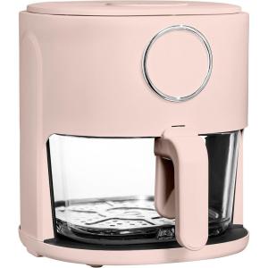 COOK WITH COLOR Colorful 1200W 4Qt Air Fryer: Glass Basket, Dishwasher Safe, 60min Timer, 6 Presets, Temp Control 175F-400F, 4 QT, Black(Dusty Rose)