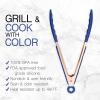COOK WITH COLOR Stainless Steel Silicone Tipped Kitchen & BBQ Tongs Set, 2 Pc Tongs, Blue(Blue)