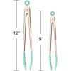 COOK WITH COLOR Stainless Steel Silicone Tipped Kitchen & BBQ Tongs Set, 2 Pc Tongs, Blue(Rose Gold and Mint)