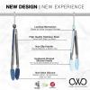 COOK WITH COLOR Stainless Steel Silicone Tipped Kitchen & BBQ Tongs Set, 2 Pc Tongs, Blue(Spring Collection)
