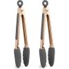 COOK WITH COLOR Stainless Steel Silicone Tipped Kitchen & BBQ Tongs Set, 2 Pc Tongs, Blue(Gray)