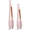 COOK WITH COLOR Stainless Steel Silicone Tipped Kitchen & BBQ Tongs Set, 2 Pc Tongs, Blue(Rose Gold and Pink)