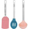 COOK WITH COLOR MINI Kitchen Utensil Set- Stainless Steel Handles with Silicone Kitchen Tools, 3 Piece Set, Pink