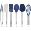 COOK WITH COLOR MINI Kitchen Utensil Set- Stainless Steel Handles with Silicone Kitchen Tools, 6 Piece Set, Navy