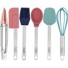 COOK WITH COLOR MINI Kitchen Utensil Set- Stainless Steel Handles with Silicone Kitchen Tools, 6 Piece Set, Pink