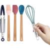 COOK WITH COLOR Set of Kitchen Utensil Set – Silicone Kitchen Tools with Wooden Handles, Mini, Pink Collection