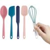 Cook With Color Kitchen Utensil Set – Silicone Kitchen Tools, Whisk, Tong, Spatula, Spoonula and Spoon, Pink and Navy