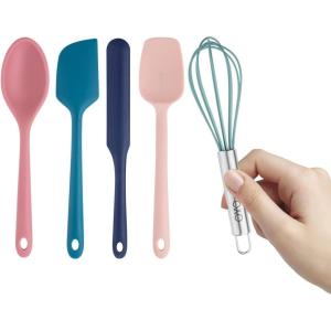 Cook With Color Kitchen Utensil Set – Silicone Kitchen Tools, Whisk, Tong, Spatula, Spoonula and Spoon, Pink and Navy