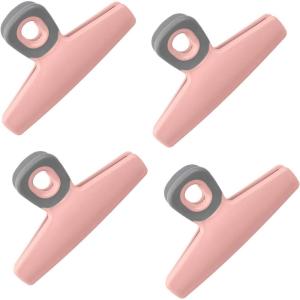 COOK WITH COLOR Bag Clips – Wide Heavy Duty, Large for Food Storage with Air Tight Seal Grip, Pack of 8, White(Pink)