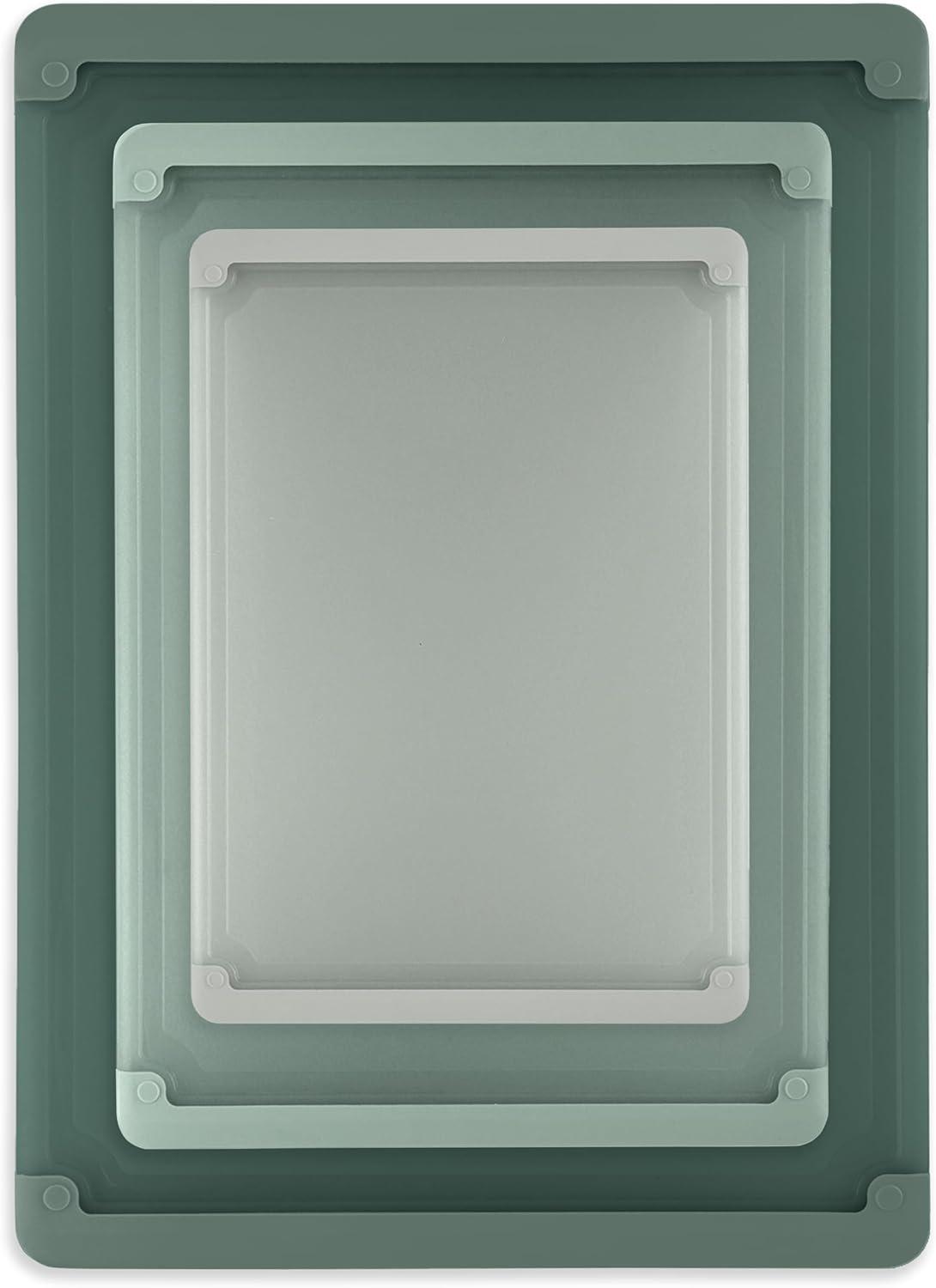 image:imageCOOK WITH COLOR Extra Large Cutting Board Set JumboSized Boards with Rubber Border for Enhanced Cooking Experience 3Piece GreyDark Sage Solid