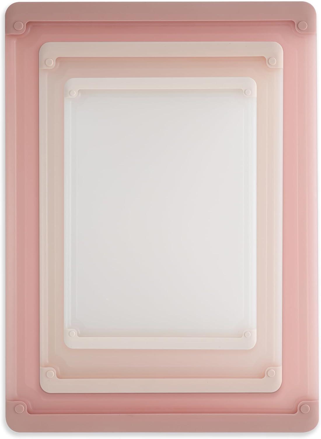 image:imageCOOK WITH COLOR Extra Large Cutting Board Set JumboSized Boards with Rubber Border for Enhanced Cooking Experience 3Piece GreyPink Solid