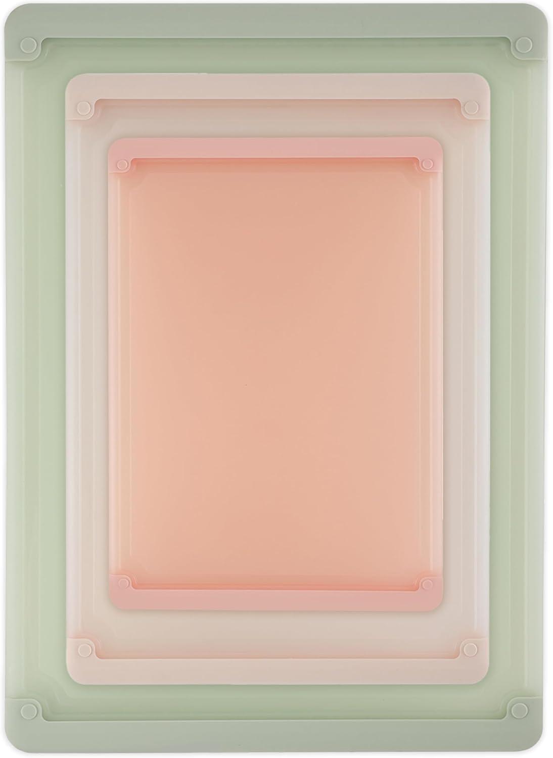 image:imageCOOK WITH COLOR Extra Large Cutting Board Set JumboSized Boards with Rubber Border for Enhanced Cooking Experience 3Piece GreySagePink