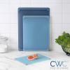 COOK WITH COLOR Extra Large Cutting Board Set, Jumbo-Sized Boards with Rubber Border for Enhanced Cooking Experience, 3-Piece, Grey(Blue Solid)