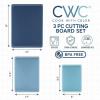 COOK WITH COLOR Extra Large Cutting Board Set, Jumbo-Sized Boards with Rubber Border for Enhanced Cooking Experience, 3-Piece, Grey(Blue Solid)