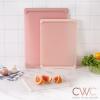 COOK WITH COLOR Extra Large Cutting Board Set, Jumbo-Sized Boards with Rubber Border for Enhanced Cooking Experience, 3-Piece, Grey(Pink Solid)