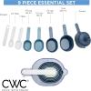 COOK WITH COLOR Measuring Cup Set – 9 PC. Nesting Stackable Liquid Measure Cup, Dry Measuring Cups and Spoons with Funnel and Scraper (Multi Colored)(Blue Ombre)