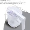 COOK WITH COLOR Measuring Cup Set – 9 PC. Nesting Stackable Liquid Measure Cup, Dry Measuring Cups and Spoons with Funnel and Scraper (Multi Colored)(White)