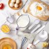 COOK WITH COLOR Measuring Cup Set – 9 PC. Nesting Stackable Liquid Measure Cup, Dry Measuring Cups and Spoons with Funnel and Scraper (Multi Colored)(White)