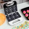 COOK WITH COLOR Mini Donut Maker: Craft Colorful Treats with 750W, Non-Stick Plates, Easy-to-Clean, Cool-Touch Handle, Skid Resistant Feet; Makes 6 Doughnuts for Kid-Friendly Delights, Cream(Crème)