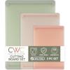 COOK WITH COLOR Extra Large Cutting Board Set, Jumbo-Sized Boards with Rubber Border for Enhanced Cooking Experience, 3-Piece, Grey(Sage/Pink)